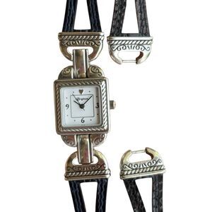 Brighton Valencia Silverplate Watch Xtra Reversible Band 5.5" 6.5" Needs Battery